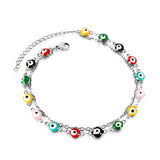 ASON Boho colores mezclados bola ojos de gato accesorios multicapa cadenas tobillera Color oro acero inoxidable para mujer joyería regalo