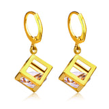 ASON Geometry Cubic Zirconia Piercing Drop Earrings Stainless Steel Gold Color Ear Hoop For Women Fashion Jewelry Party