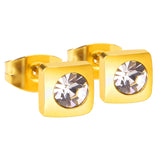 ASON estilo clásico cuadrado redondo AAA Zirconia cúbica Color oro Piercing conjunto de pendientes para mujer 2022 Brinco uso diario