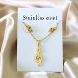 ASON Gold Color 316L Stainless Steel Jewelry Sets for Women 2019 Music Pendant Necklace Small Stud Earrings for Femme