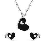 ASON Heart White/Black Shell Pendant Necklace Stud Earring Jewelry Sets Stainless Steel Gold Color Party Accessories Gift