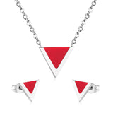 ASON enfants Triangle pendentif collier en acier inoxydable petites boucles d'oreilles coquille bijoux ensembles fête pour fille femmes mode 