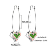 Korean Thin Hoop Earrings For Women Oval Hoops with Colorful Star Heart Charm Stainless Steel Jewelry Accessories