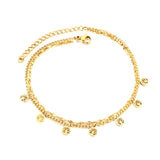 ASON, accesorios de árbol huecos redondos a la moda, tobillera de cadena multicapa de acero inoxidable de Color dorado para mujer, joyería de moda