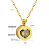 ASON Heart Cubic Zirconia Round Pendants Stainless Steel Chains Necklace Gold Color Accessories Wholesale Daily Wear Choker