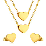 ASON-gargantilla con colgantes de doble corazón de acero inoxidable para mujer, collares de cadenas multicapa de Color dorado, joyería de regalo para fiesta 