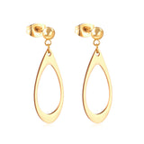 ASON Stainless Steel Stylish Hollow Oval Dangle Earrings Gold Color Piercing Drop Earring for Women Accessories Jewelry