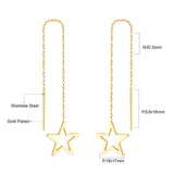 Simple Tassel Linear Chain Long Drop Earrings For Women Girl Geometric Star Hanging Ear Line Japan Korean Jewelry 2022