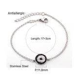 ASON Gold Color Stainless Steel Blue Eye Cubic Zirconia Anti-allergy Chain Bracelets Bangle For Women Men Fashion Jewelry