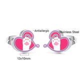 Cute Pink Cat Paw Heart Shape Stud Earrings For Kids Girls Anti Allergy Stainless Steel Earrings Trend 2022