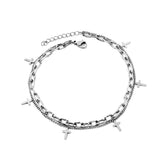 ASON Cross – accessoires chaînes à maillons multicouches, bracelet de cheville couleur or en acier inoxydable pour femmes, bijoux cadeaux de fête quotidiens