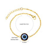 ASON Gold Color Stainless Steel Blue Eye Cubic Zirconia Anti-allergy Chain Bracelets Bangle For Women Men Fashion Jewelry