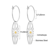 Summer Stainless Steel Geometric Hoop Earrings Minimalist Fan Leaf Shape Unusual Beach Waterproof Jewelry For Women