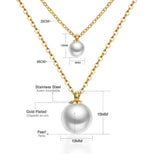 Collares con colgantes de cadena de doble capa para mujeres y niñas, gargantilla redonda de cristal CZ de acero inoxidable en tono dorado y plateado 