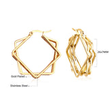 Pendientes de aro para mujer, aretes Huggie cuadrados multicapa de Color dorado, joyería de fiesta a la moda para niñas 