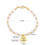 ASON Mixed Color Ball Beaded Engrave MaMa Bracelets Bangles Gold Color Stainless Steel For Women Birthday Mother's Day Gift