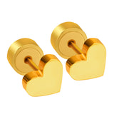 ASON Heart Shape Small Piercing Stud Earrings Stainless Steel for Women Gold Color Children Earring Fashion Jewelry Tiny