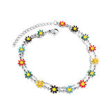 ASON Mixed Color Daisy Accessories Trendy Multi-layer Chains Anklet Gold Color Stainless Steel For Women Girl Jewelry Gift