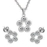 ASON 316L Acero inoxidable circón oro nupcial boda juegos de joyas para mujer collar redondo colgante pendiente pequeño