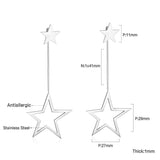 New Crystal Stars Coin Long Tassel Dangle Earrings For Women Girls Stainless Steel Trending Korean Fashion Jewelry