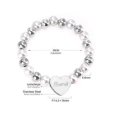 ASON couleur mixte boule perlée graver MaMa Bracelets Bracelets couleur or acier inoxydable pour les femmes anniversaire fête des mères cadeau