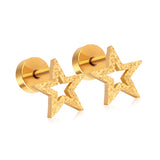 ASON Scurb Star Moon Screw Piercing Stud pendientes de acero inoxidable Color dorado para mujeres accesorios únicos joyería Navidad 