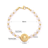 ASON Beaded Crystal Round Jesu Pendants Bracelets & Bangles For Women Girl Stainless Steel Beads pulseira Bracelets Party