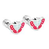 Pendientes bonitos para niñas, diseño acrílico, animales, Piercing, mariposas, pingüino de acero inoxidable, infantil, brinco