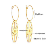 Summer Stainless Steel Geometric Hoop Earrings Minimalist Fan Leaf Shape Unusual Beach Waterproof Jewelry For Women