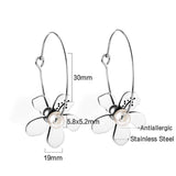 Korean Thin Hoop Earrings For Women Oval Hoops with Colorful Star Heart Charm Stainless Steel Jewelry Accessories