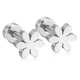 ASON Flower Screw Stud Earrings Newest Trendy Style Gold Color Stainless Steel Dangler for Women/Girl Accessories Mujer