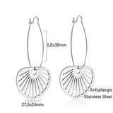 Pendientes de aro geométricos de acero inoxidable para mujer, aretes minimalistas con forma de hoja de abanico, joyería inusual para playa, resistente al agua, verano 