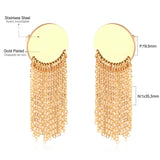 Long Chain Tassel Earrings Women's Gold Color Stainless Steel Drop Earrings Korean Fashion Party Jewelry Wholesale