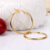 Minimalist Stainless Steel Hoop Earrrings for Women Gold Color Metal Circle Earrings Vintage Girls Party Jewelry Gifts