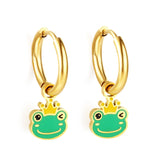 Boucles d'oreilles pendantes en forme d'animaux mignons, pour femmes et filles, Panda, grenouille, dinosaure, breloques, cerceaux Grunge, bijoux d'oreilles, nouveau