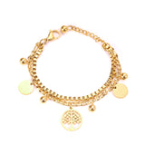 Pulseras de cadena de oro con dijes de corazón de árbol, pulsera de acero inoxidable para mujer/niña, pulseras de joyería de árboles redondos 