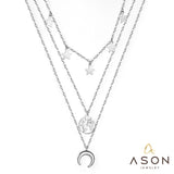 ASON Moon and Star Pendant Multi-layer Necklace 316L Stainless Steel Fashion Chains for Women Party Gift Jewelry Accessory