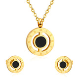 ASON Round Love Shell Top 316L Stainless Steel Gold Wedding Jewelry Sets for Women Necklace Pendant Small Stud Earring