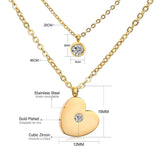 Collares con colgantes de cadena de doble capa para mujeres y niñas, gargantilla redonda de cristal CZ de acero inoxidable en tono dorado y plateado 