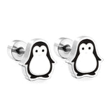 Boucles d'oreilles mignonnes pour filles, Design acrylique, animaux, Piercing, papillons, acier inoxydable, pingouin, enfant, серьги brinco