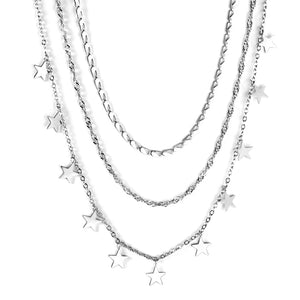 Collier Triple chaîne pour femmes, collier de déclaration, chaîne bohémien, bijoux de luxe pour fête, breloques petite étoile 