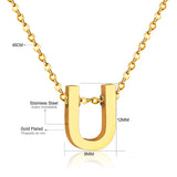 ASON Delicate Classic Style Initial 26 Letters Alphabet Chain Pendant Necklace Stainless Steel Gold Color Jewelry Chokers