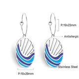 Pendientes de aro geométricos de acero inoxidable para mujer, aretes minimalistas con forma de hoja de abanico, joyería inusual para playa, resistente al agua, verano 