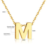 ASON Delicate Classic Style Initial 26 Letters Alphabet Chain Pendant Necklace Stainless Steel Gold Color Jewelry Chokers