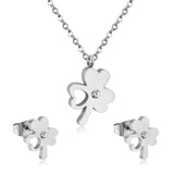 ASON fleur cubique zircone chaîne pendentif collier Piercing boucles d'oreilles ensembles de bijoux couleur or acier inoxydable pour les femmes 