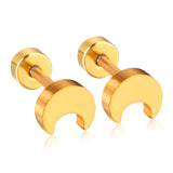 ASON Scurb Star Moon Screw Piercing Stud pendientes de acero inoxidable Color dorado para mujeres accesorios únicos joyería Navidad 