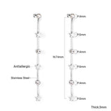 New Crystal Stars Coin Long Tassel Dangle Earrings For Women Girls Stainless Steel Trending Korean Fashion Jewelry