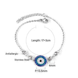 ASON Gold Color Stainless Steel Blue Eye Cubic Zirconia Anti-allergy Chain Bracelets Bangle For Women Men Fashion Jewelry