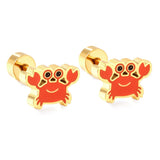 Pendientes bonitos para niñas, diseño acrílico, animales, Piercing, mariposas, pingüino de acero inoxidable, infantil, brinco