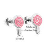 Candy Color Lollipop Stud Earrings For Kids Girl Cute Sweet Stainless Steel Anti Allergy Ear Jewelry Birthday Gifts